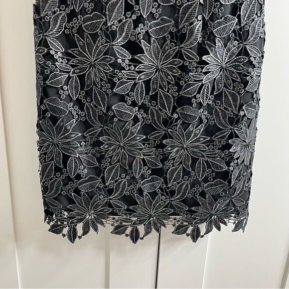 Molly Shayna Foiled‎ Lace Mini Dress Black Silver size 0 NWT - Picture 7 of 16